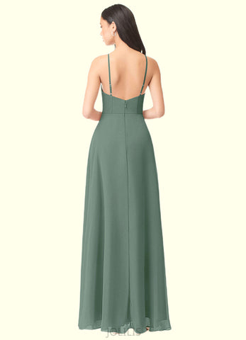 Dulce A-Line Side Slit Chiffon Floor-Length Dress SJSP0019652