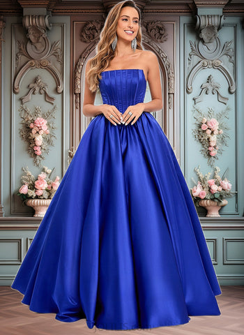 Mary Ball-Gown/Princess Straight Floor-Length Satin Prom Dresses JLP0025831