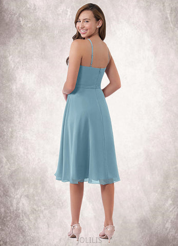 Audrina A-Line Pleated Chiffon Knee-Length Junior Bridesmaid Dress SJSP0019980