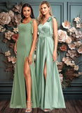 Madelynn A-line Square Floor-Length Chiffon Bridesmaid Dress With Bow JLP0025740