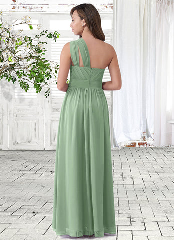 Tania A-Line Pleated Chiffon Floor-Length Junior Bridesmaid Dress SJSP0019975