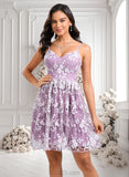 Pauline A-line V-Neck Short Lace Homecoming Dress With Embroidered JLP0025697