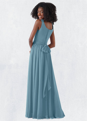 Haven A-Line Pleated Chiffon Floor-Length Junior Bridesmaid Dress SJSP0020010