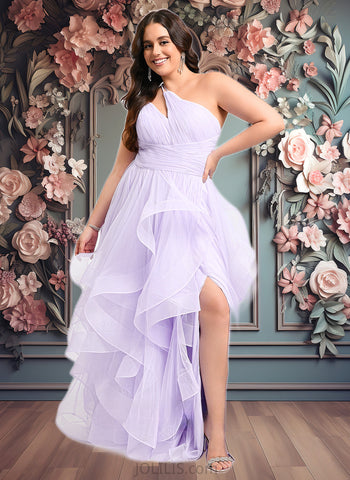 Sue Ball-Gown/Princess Asymmetrical One Shoulder Floor-Length Tulle Prom Dresses JLP0025867