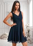 Natalee A-line V-Neck Short Chiffon Homecoming Dress With Pleated JLP0025644