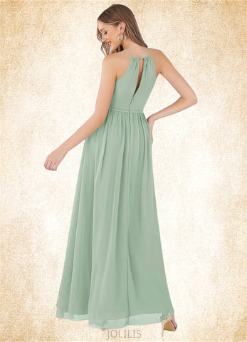 Cierra A-Line Pleated Chiffon Floor-Length Dress SJSP0019754