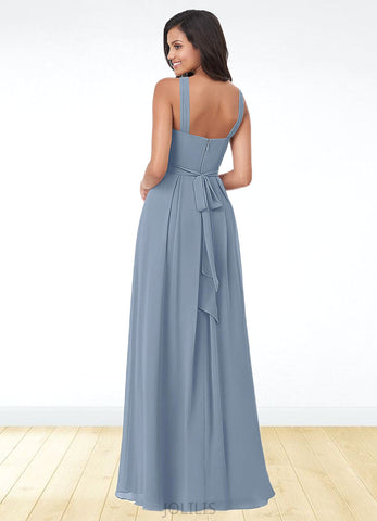 Leilani A-Line Pleated Chiffon Floor-Length Dress SJSP0019638