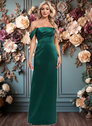 Ella Sheath/Column Off the Shoulder Floor-Length Satin Bridesmaid Dress JLP0025815