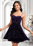 Mireya A-line Sweetheart Short Sequin Homecoming Dress JLP0025649