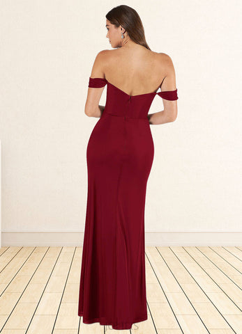 Hazel Mermaid Off the Shoulder Mesh Floor-Length Dress SJSP0019650