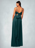 Zoe A-Line Stretch Satin Floor-Length Dress SJSP0019692