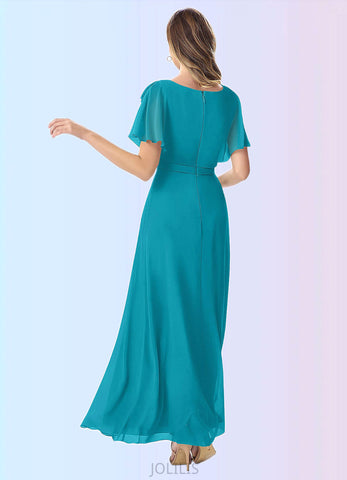 Aracely A-Line Pleated Chiffon Floor-Length Dress SJSP0019677