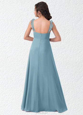 Valentina A-Line Ruched Chiffon Floor-Length Junior Bridesmaid Dress SJSP0020012