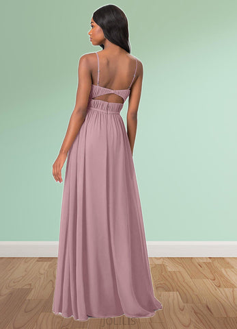 Maia A-Line Pleated Chiffon Floor-Length Dress SJSP0019644