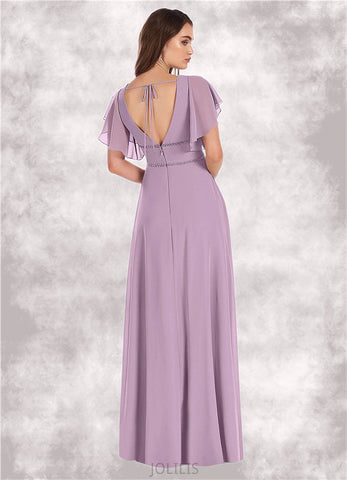 Gina A-Line Ruched Chiffon Floor-Length Dress SJSP0019716