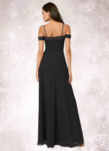 Caitlin Stretch Satin Off Shoulder Chiffon A-Line Dress SJSP0019784