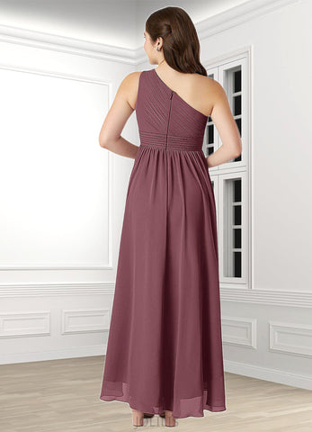 Vivienne A-Line Pleated Chiffon Asymmetrical Junior Bridesmaid Dress SJSP0019990