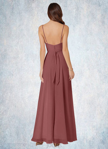 Coral A-Line Chiffon Floor-Length Dress SJSP0019687