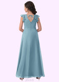 Cheyenne A-Line Pleated Chiffon Floor-Length Junior Bridesmaid Dress SJSP0019987