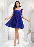 Lorena A-line Square Short Chiffon Homecoming Dress With Bow JLP0025665