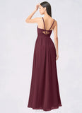 Martina A-Line Pleated Chiffon Floor-Length Dress SJSP0019693