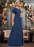 Macie A-line Asymmetrical Floor-Length Chiffon Bridesmaid Dress With Ruffle JLP0025801