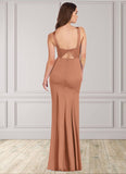 Clarissa Sheath Side Slit Stretch Satin Floor-Length Dress SJSP0019682