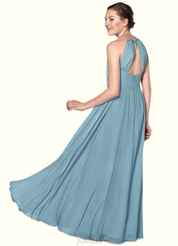 Arielle A-Line Pleated Chiffon Floor-Length Junior Bridesmaid Dress SJSP0020009