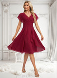 Mariah A-line V-Neck Knee-Length Chiffon Homecoming Dress With Ruffle JLP0025716