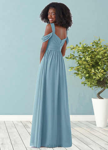 Shirley A-Line Off the Shoulder Chiffon Floor-Length Junior Bridesmaid Dress SJSP0019981