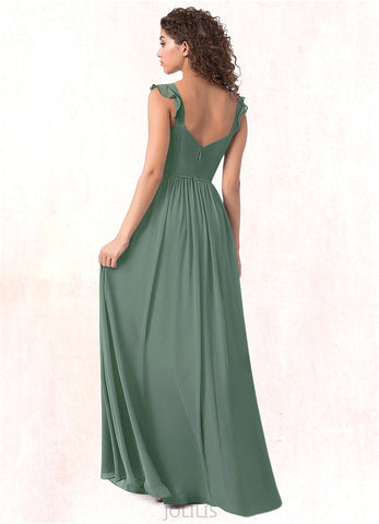 Ingrid A-Line Ruched Chiffon Floor-Length Dress SJSP0019665