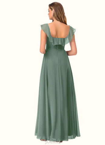 Aubrey A-Line Ruched Chiffon Floor-Length Dress SJSP0019657