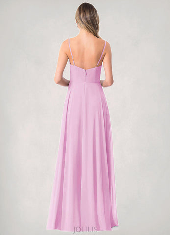 Nola A-Line Lace Chiffon Floor-Length Dress SJSP0019718