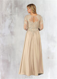 Crystal A-Line Lace Chiffon Floor-Length Dress SJSP0019853