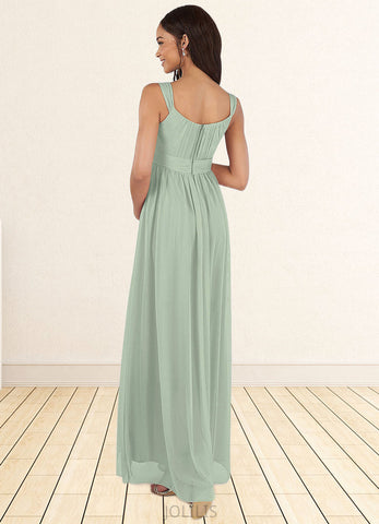 Alexa Empire Pleated Mesh Floor-Length Dress SJSP0019676