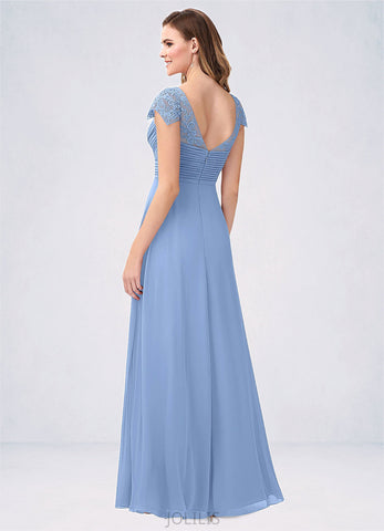 Charity A-Line Lace Chiffon Floor-Length Dress SJSP0019738