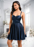 Britney A-line Sweetheart Short Satin Homecoming Dress With Pleated JLP0025673