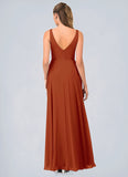 Layla A-Line Ruched Chiffon Floor-Length Dress SJSP0019734