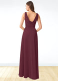 Joyce A-Line Pleated Chiffon Floor-Length Dress SJSP0019671