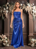 Daniella Trumpet/Mermaid Straight Floor-Length Stretch Satin Prom Dresses JLP0025845