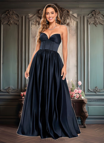 Rayne Ball-Gown/Princess V-Neck Floor-Length Satin Prom Dresses JLP0025840