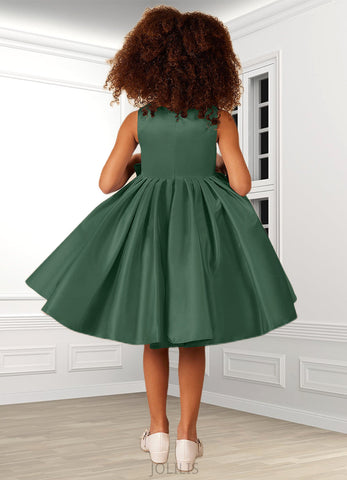 Jeanie A-Line Bow Matte Satin Knee-Length Dress SJSP0020240