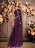 Lillian A-line Scoop Floor-Length Stretch Satin Bridesmaid Dress JLP0025829