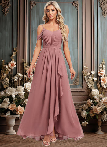 Jane A-line Cold Shoulder Asymmetrical Chiffon Bridesmaid Dress JLP0025823