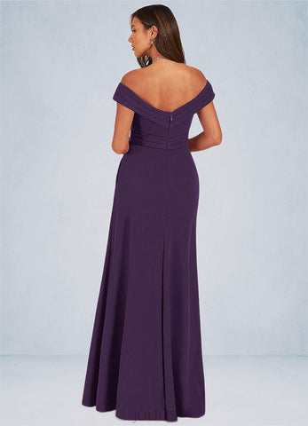 Mia A-Line Off the Shoulder Stretch Crepe Floor-Length Dress SJSP0019768