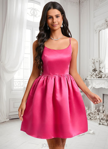 Lois Ball-Gown/Princess Scoop Short Satin Homecoming Dress JLP0025714