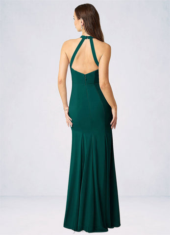 Larissa Sheath Side Slit Stretch Chiffon Floor-Length Dress SJSP0019790