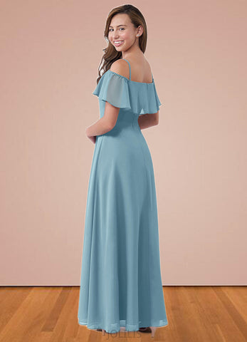 Layla A-Line Off the Shoulder Chiffon Floor-Length Junior Bridesmaid Dress SJSP0019973