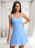 Beatrice A-line Square Mini Chiffon Homecoming Dress With Bow JLP0025661