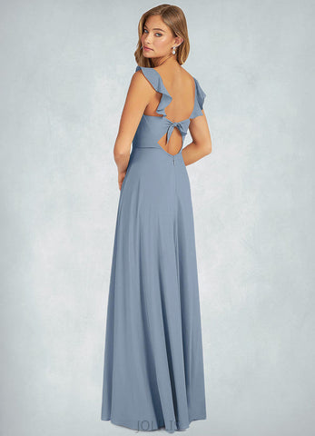 Bella A-Line Ruched Stretch Chiffon Floor-Length Dress SJSP0019775